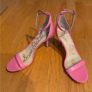 Sam Edelman Women's Pink Sandal Heels Size 8 Standard, Ankle Strap Stiletto